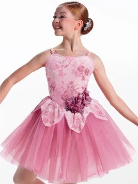 Weissman Kids Pink Floral Ballet Costume with Hairpiece